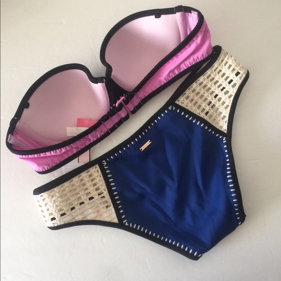 Victoria's Secret Surf Crochet Blue Bikini Set NEW - Picture 3 of 5